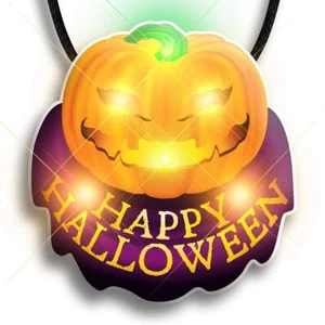 Happy Halloween Pumpkin Flashing Body Light Necklace - Picture 1 of 1