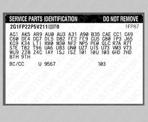 Etiqueta adhesiva duplicada personalizada SPI PIEZAS DE SERVICIO IDENTIFICACIÓN para GM 1990- - Imagen 1 de 1