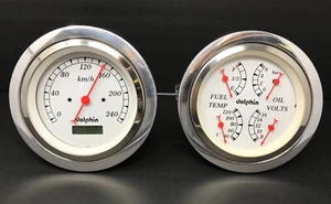 1936 International 2 Gauge Dash Panel 5" Quad Style Programmable Metric - Picture 1 of 7