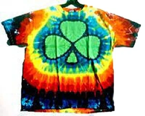 Hand-dyed TIE DYE T-SHIRT  Rainbow Color SHAMROCK Size SMALL Free US Shipping - Picture 1 of 2