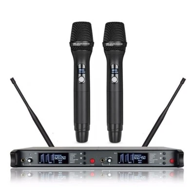 UHF PLL Dual Wireless Vocal Microphone System Diversity Handheld mic Performance - Image 1 of 2