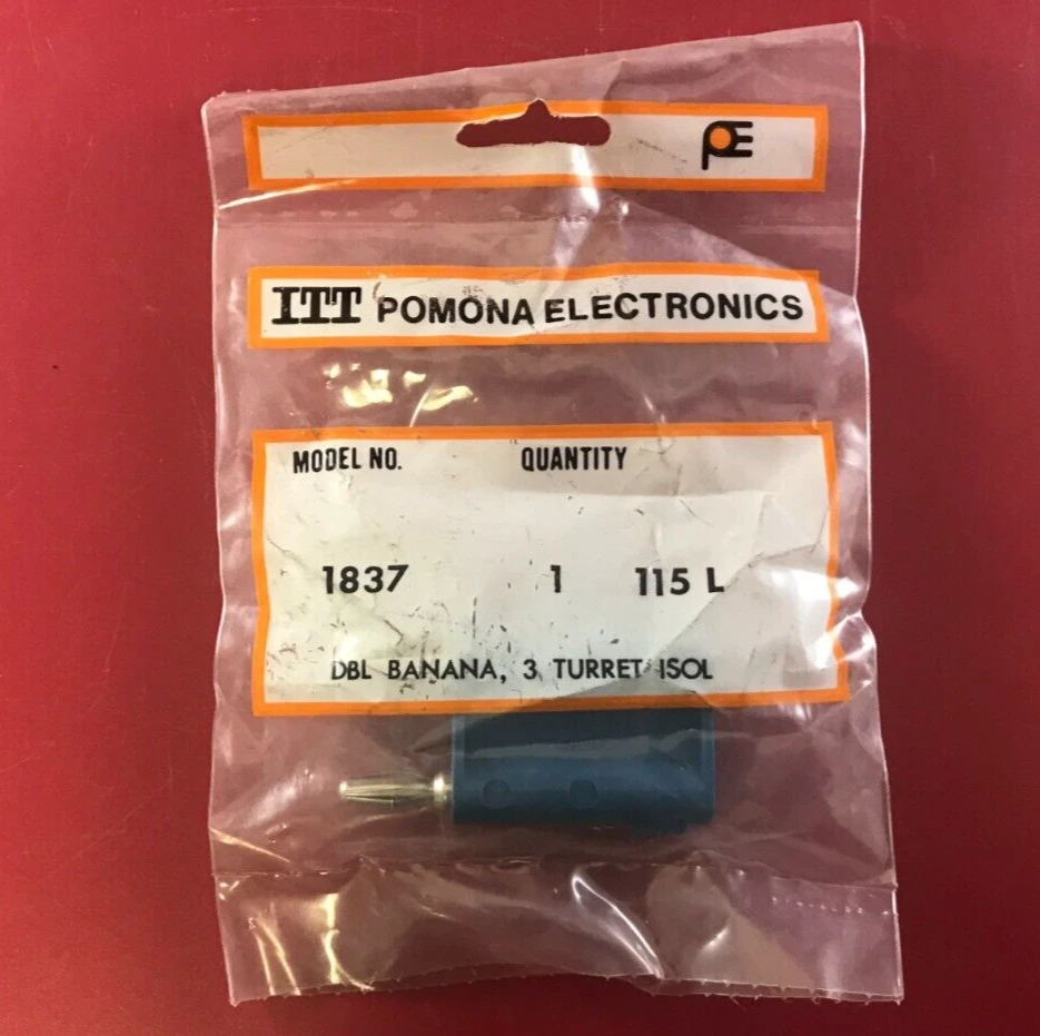 ITT POMONA ELECTRONICS 1837 DBL BANANA PLUG, 3 TERMINAL ISOLATION (1PC) - Image 1 of 2
