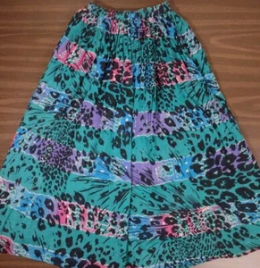 Styles To Go Maxi Skirt Colorful Animal Print Pleated Jade Women's Size Small - Picture 1 of 19