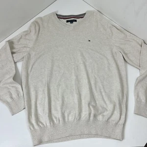 Tommy Hilfiger Pullover Thin Sweater Long Sleeve Cream Beige Size XL Extra Large - Picture 1 of 12