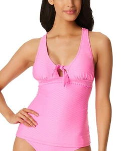 Jessica Simpson Women's Pretty in Pique Strappy-Back Tankini Top Pink Size XL - Picture 1 of 2