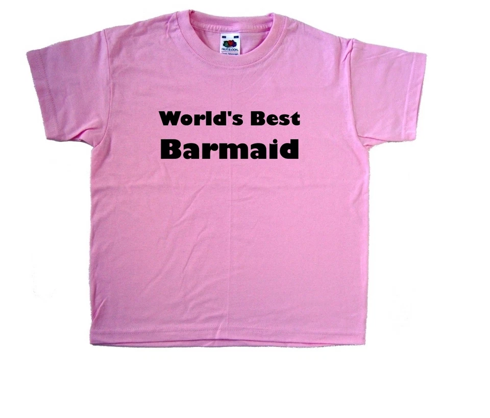 TEETREEDESIGNS World's Best Barmaid Pink Kids T-Shirt