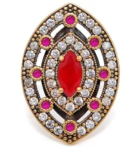 Ottoman Empire Style 4CT Treated Ruby 925 Sterling Silver Ring Sz 9 HB1-3 - Picture 1 of 3
