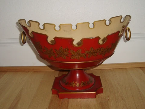 Vintage Made in France French Tole Cachepot Planter Centerpiece Bowl * Huge 13" Cover
