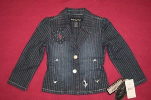 Vintage Baby Phat girls size 4 jean jacket NWT pinstripe Hip Hop R&B Dance NEW ! - Picture 1 of 11