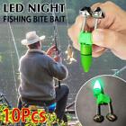10PCS LED Night Fishing Bite Bait Alarm 2 Bells Light Tip Rings Rod Clips C9N4