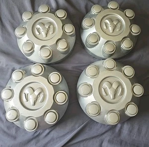 03-13 Dodge RAM 2500 8 Lug Silver Center Caps 63428k OEM Set Of 4 Metal Clip - Picture 1 of 9