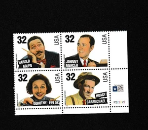 Unused US Postage 4 Block 32c Stamps Various Composers Lyricist Music - Picture 1 of 1