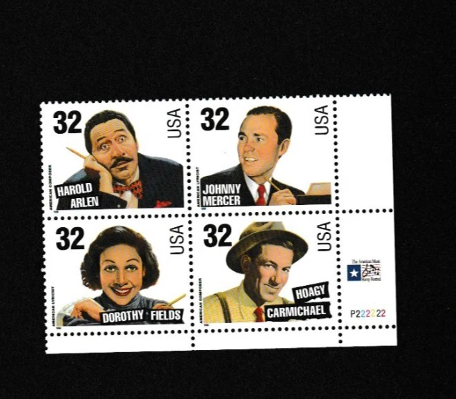 Unused US Postage 4 Block 32c Stamps Various Composers Lyricist Music - Image 1 of 1