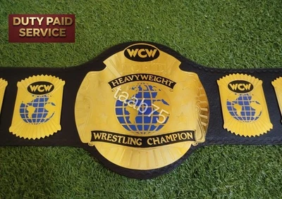 Cinturón Título Campeonato Mundial de Lucha Peso Pesado WCW Adulto Tamaño 2mm Latón Foto 1 de 4
