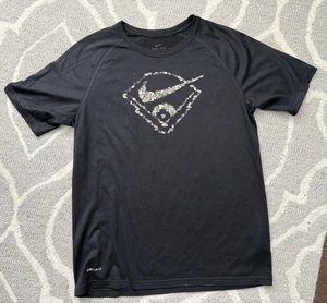 Nike T-Shirt JUGEND Größe Large Baseball Diamant Sonnenblumensamen Swoosh Dri-Fit schwarz - Bild 1 von 4