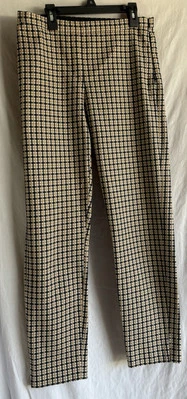 Pantalón para mujer Tahari talla 6 a cuadros negro/bronceado/blanco PIERNA RECTA elástico Foto 1 de 4