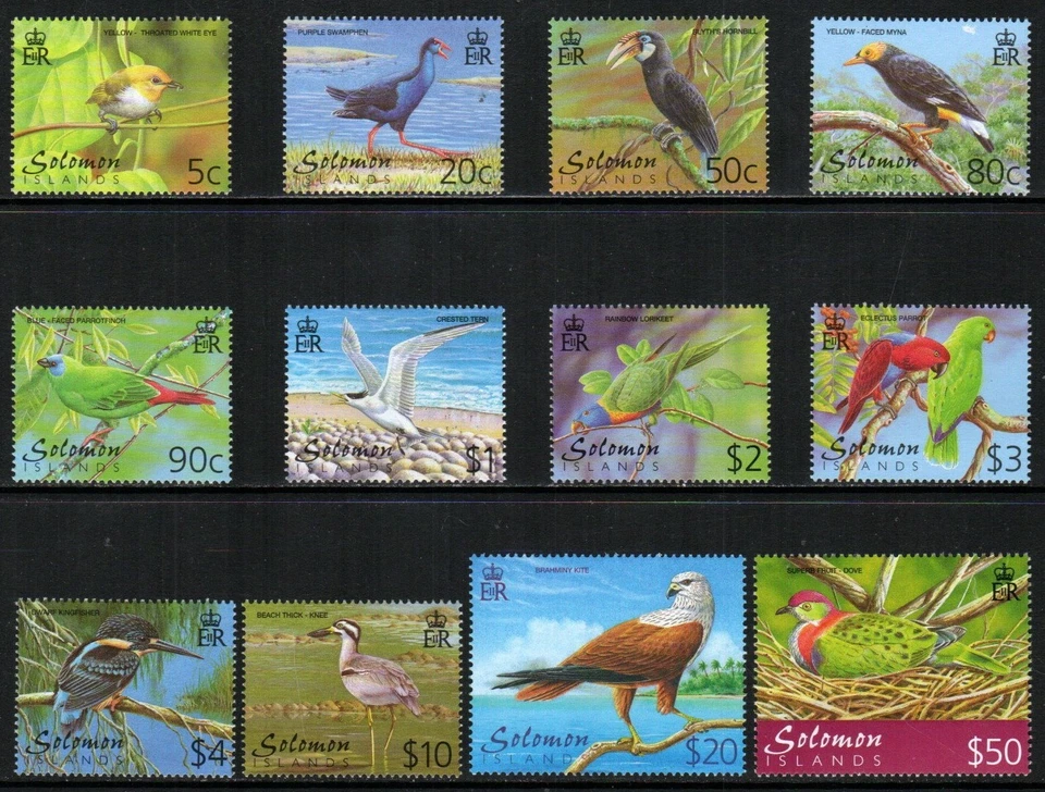 Sello Islas Salomón 903-913A - Pájaros Foto 1 de 1