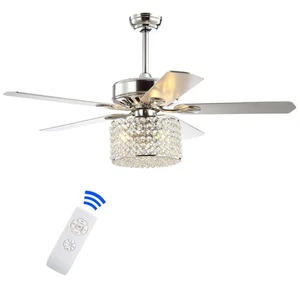 JYL9606A Brandy 52" 3-Light Crystal Prism Drum LED Ceiling Fan with Remote Tr... - Picture 1 of 9