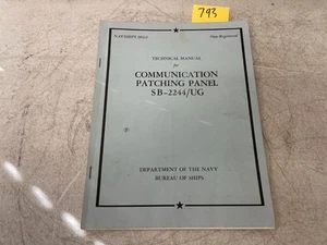 Technical Manual SB-2244/UG Navy Comm Patching Panel Book - Zdjęcie 1 z 8