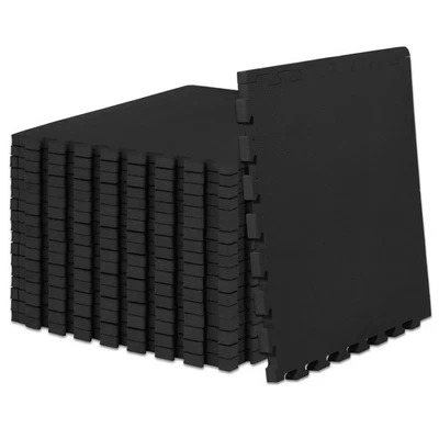 Alfombra de ejercicio rompecabezas extra gruesa 1", azulejos de espuma EVA entrelazados para protección... Foto 1 de 4