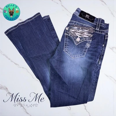 Pantalones de mezclilla Miss Me para mujer 27 tiro medio bota fácil alas de ángel sello vagabundo Y2K 29x30 Foto 1 de 4