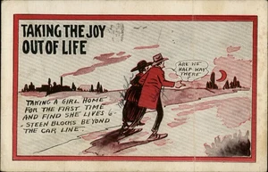 Postal de Taking the Joy Out of Life - Whitewater, WI - Humor vintage - Imagen 1 de 2