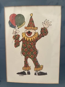 Vintage John Holladay Clown Print Dated 1980 Titled Clown - Picture 1 of 6