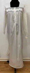 Talbots Intimates Womens Elegant Lingerie Nightgown Small Ivory Satin Lace Trim - Picture 1 of 12