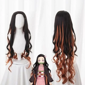 Demon Slayer Kimetsu no Yaiba Kamado Nezuko Hair Wigs Halloween Cosplay Costume - Picture 1 of 9