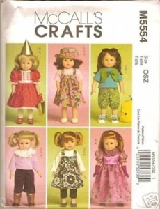 Patrón de ropa de muñeca de 18 pulgadas McCall's #M5554 NUEVO Y SIN CORTAR 15 piezas - Imagen 1 de 2