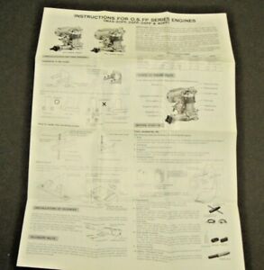 Vintage Instruction Sheet O.S. FP Series Model Plane Engines AS PICTURED