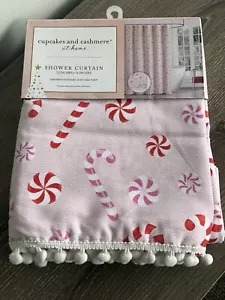 Tenda doccia caramelle cupcakes e cashmere natalizia rosa menta piperita NUOVA! - Foto 1 di 9