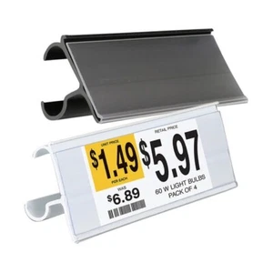 Price Channel Strips for Double Wire Shelf- Data Strips Label Holders-WHITE-5 - Picture 1 of 4