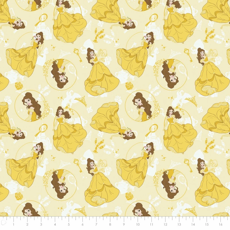 Disney's Princess Belle Beauty & the Beast Yellow Cotton Fabric by the Yard - Image 1 of 1