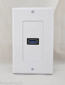 1x USB 3.0 Plug Outlet 1-Port Electric Socket Power Supply Wall Plate Face Panel - Picture 1 of 5