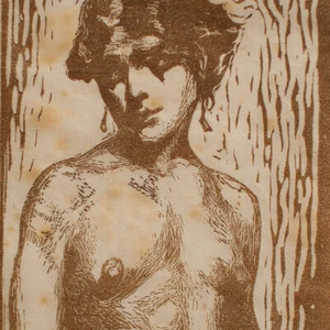 Frauenakt Jugendstil Farbholzschnitt auf Japanpapier Monogramm Handdruck 1914 - Bild 1 von 5