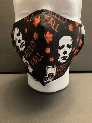 Máscara facial Halloween Michael Myers Hello Fall Starbucks reutilizable hecha a mano ajustada Foto 1 de 4