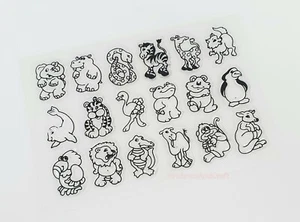 18 CARTOON ANIMALS CLEAR STAMPS-LION-SEAL-ELEPHANT-SNAKE-TRANSPARENT-PENGUIN-FOX - Picture 1 of 6