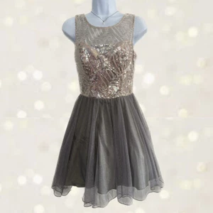 Rose Gold Sequin Short Knee Length Prom Formal Dress by Bongo Juniors Size 5 - Picture 1 of 7