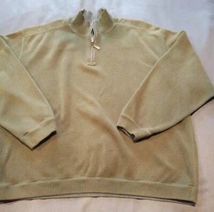 Tommy Bahama Sweater Mens Medium Pullover Quarter Zip Sweatshirt Green Relax Fit - Picture 1 of 9