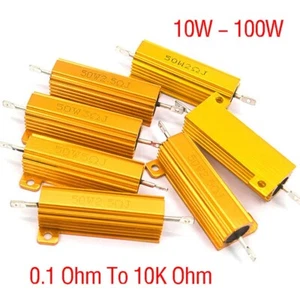 10W-100W Resistor RX-24 Golden Aluminium Load Resistor Wirewound 0.1 Ohm-10K Ohm - Picture 1 of 8