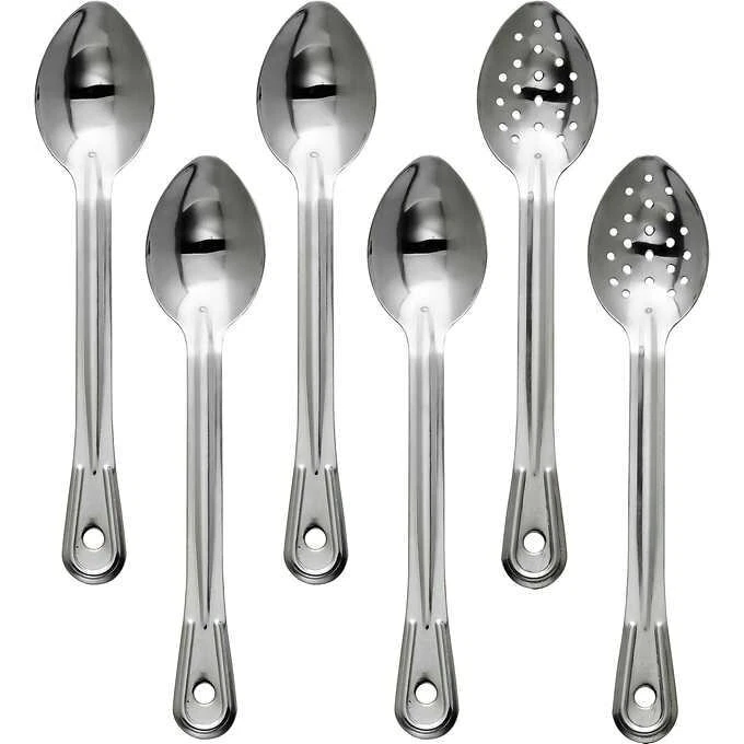 Tramontina 13 Inch Serving Spoons Assorted Styles Stainless Steel 6 Count