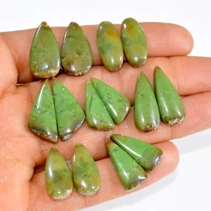 7 Pairs 118Ct Natural Chrysoprase Cabochon Gemstone pair Lot 21x10 20x9mm #15214 - Picture 1 of 6