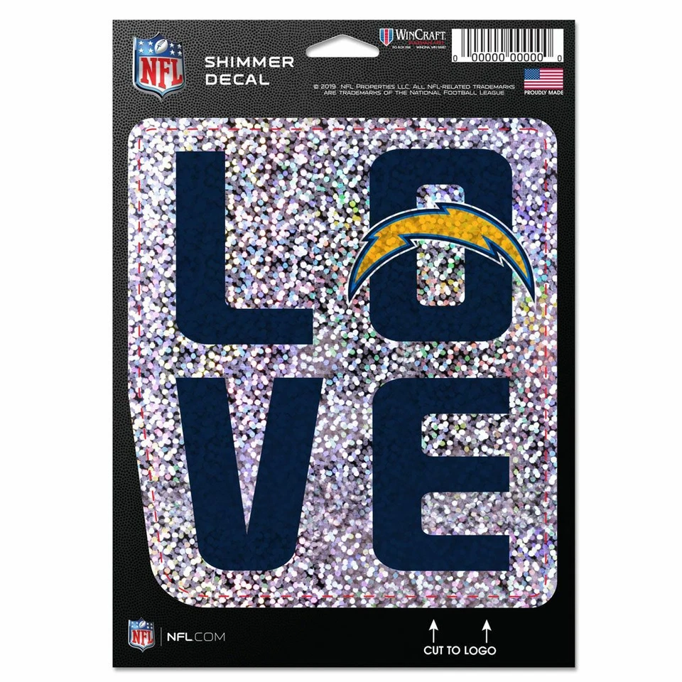 WinCraft 5x7 Los Angeles Chargers Holographic Love Shimmer Decal NFL