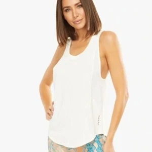 KORAL Adriana Cupro Logo Tank Top in Ivory White - Bild 1 von 14