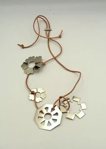 TORY BURCH Geo Multi Metal Charm Adjustable Leather Necklace or Belt - Picture 1 of 5