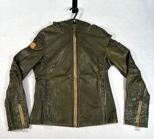 Aeronautica Miltare Women Leather Jacket With Hood Olive Green Size EU40 UK12 - Picture 1 of 19