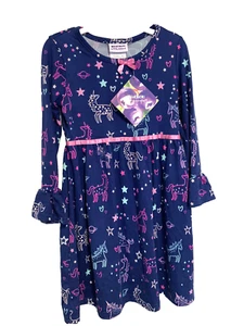 Blueberi Boulevard Size 6 Little Girls Unicorn Dress Blue/Pink Bell Sleeve - Picture 1 of 5