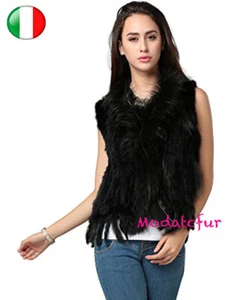 GILET donna copri spalle mantella Gilet pelliccia LAPIN TRICò fourrure FOX - Picture 1 of 10