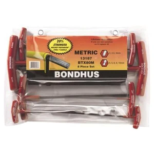 Qty 1 Hex Ball End T-Handle Allen Key Set 8 Pce 2mm to 10mm Metric Bondhus - Picture 1 of 6
